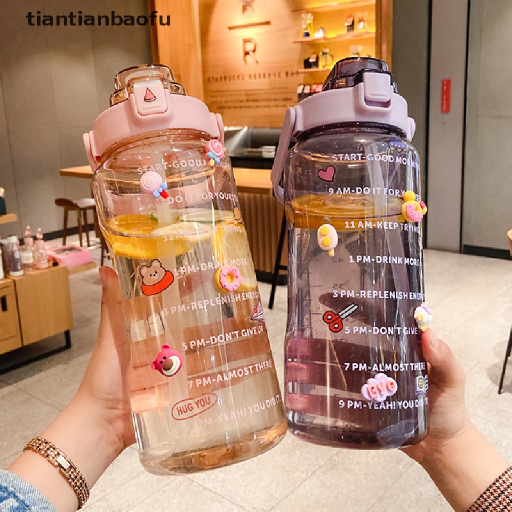 (Tianbaofu) Botol Air Minum 2L Portable Dengan Sedotan Untuk Olahraga / Fitness / Sepeda