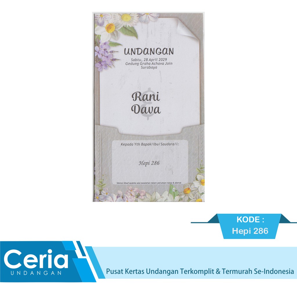 Blangko Kartu Undangan Pernikahan Hepi 286 Harga Termurah Free File Setting
