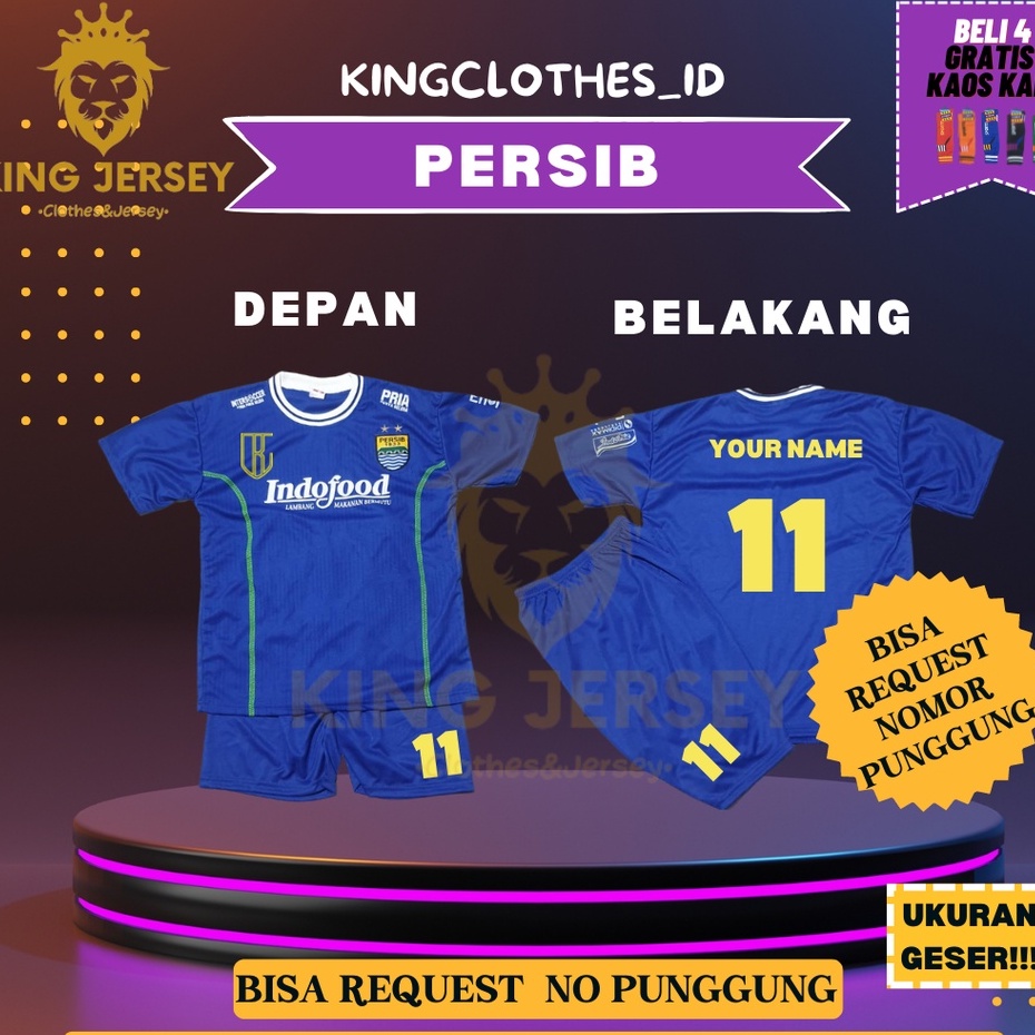 JERSEY BOLA ANAK PERSIB BEBAS REQUEST NO PUNGGUNG &amp; NAMA