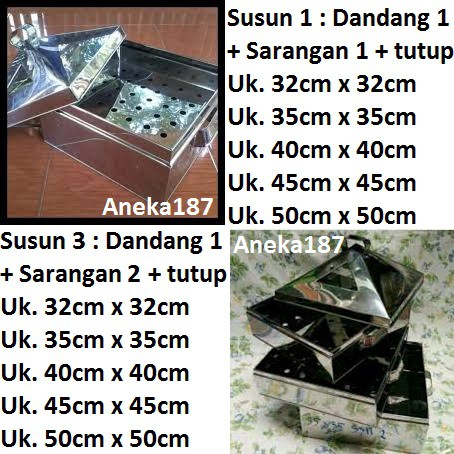 Steamer Klakat Kukusan kotak kue bolu cake stainless steel 32 35 40 45 50 cm susun 1 2 3