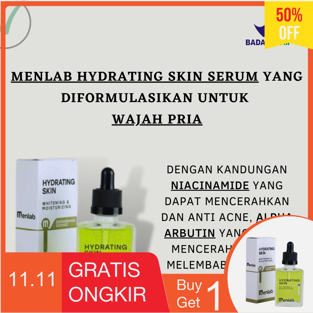 QS_ Serum Pencerah Wajah Pria Menlab Hydrating Hidrating Hidriting Hydreting Sekin Skin For Men Buat