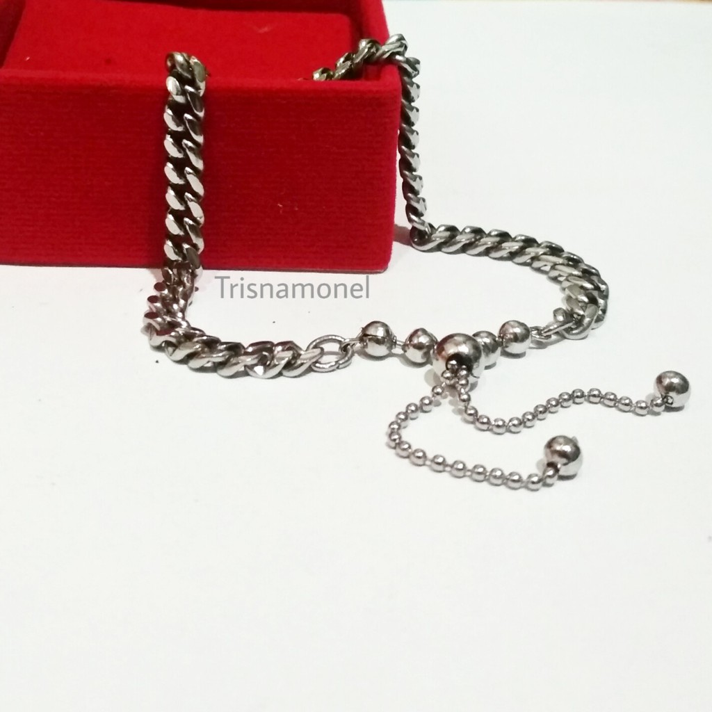 GELANG MONEL RANTAI WANITA ANTI KARAT MOTIF SERUT