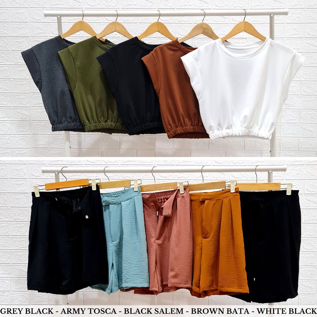 4379 diversink short one set two tone stelan pendek polos