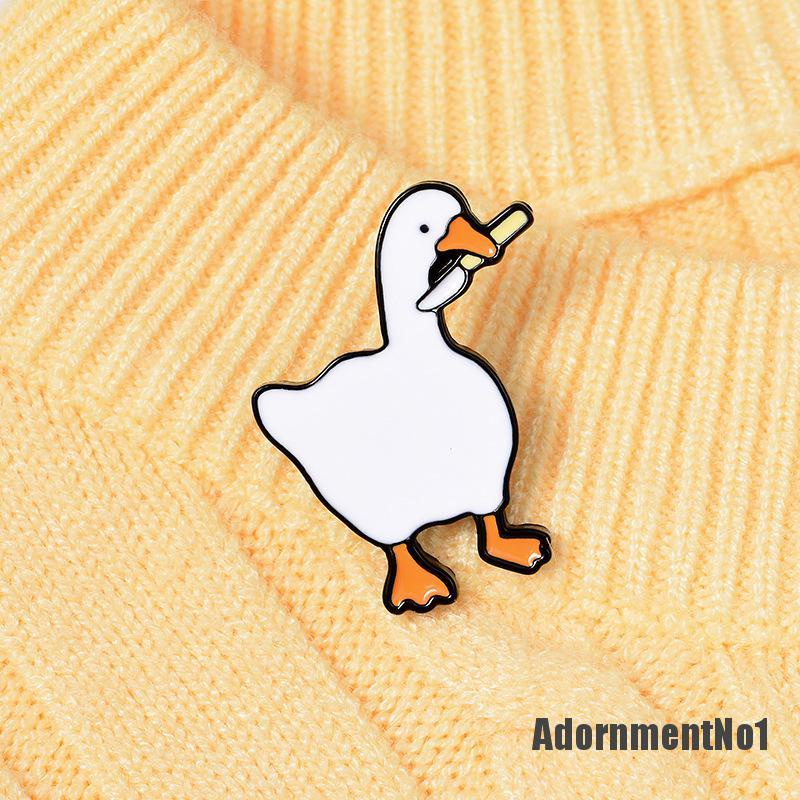 (Adornmentno1) Bros Pin Enamel Bentuk Angsa Putih Kartun Lucu