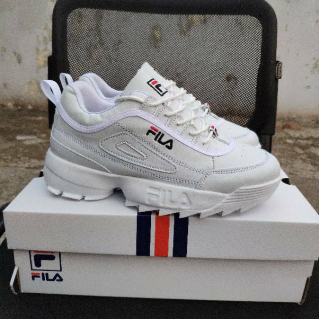 Sepatu Fila Disruptor Full Putih Korea Murah Wanita Premium Original Sneakers Casual Olahraga