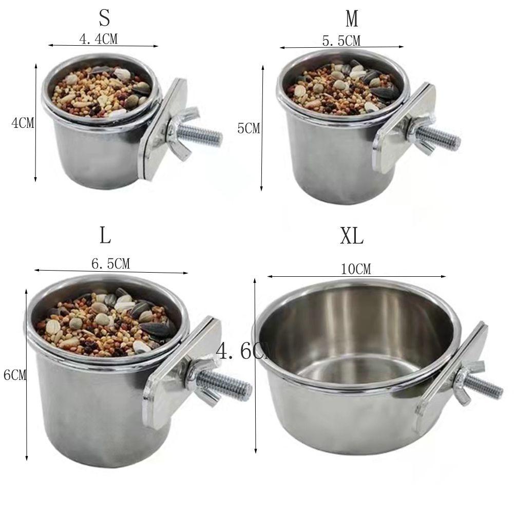 Suyo Mangkok Makanan Burung Parkit / Lovebird Gantung Bahan Stainless Steel