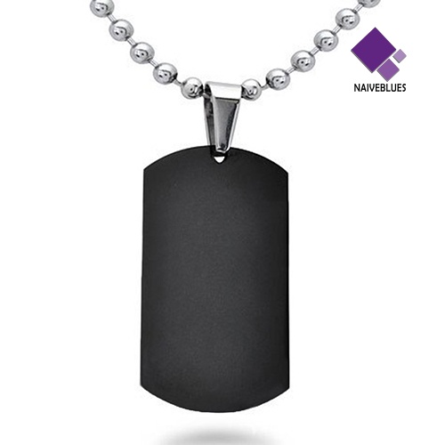 Naiveblue Kalung Rantai 316L Dengan Liontin Dog Tag Persegi Panjang Gaya Punk Untuk Pria / Wanita