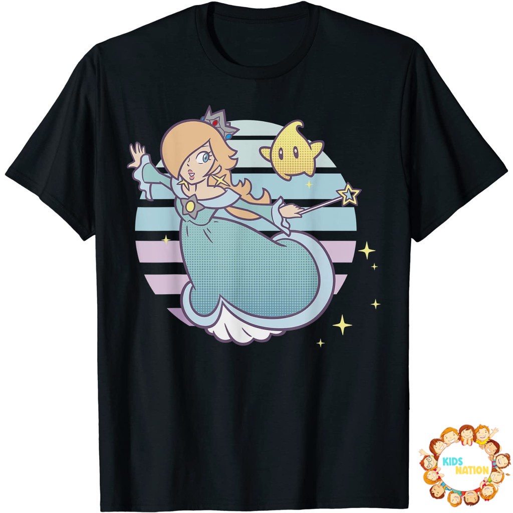 Baju anak Super Mario Rosalina And Luma Striped Background Portrait T-Shirt