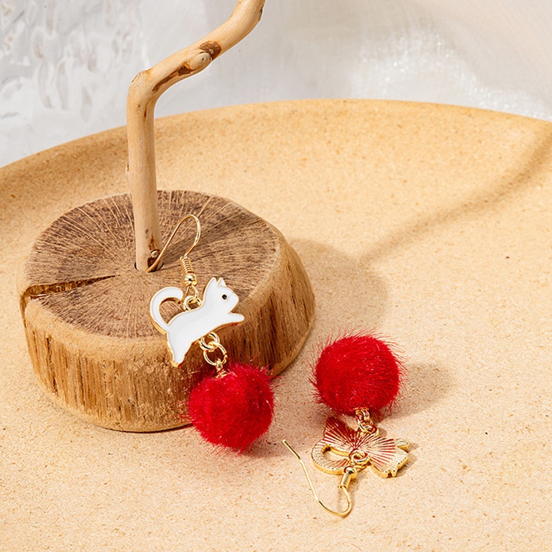 Anting Tusuk Gantung Wanita Desain Geometri Bulat Merah Hias Mutiarabunga Cherry Untuk Pernikahan