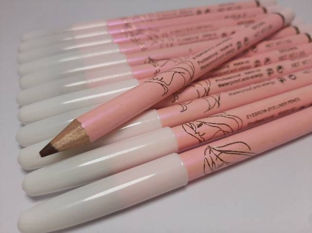 [12 PCS] EYEBROW EYELINER PENSIL DAVIS PINK WARNA COKLAT