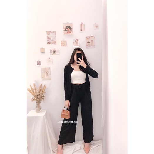 Celana Kulot Knit Import Korean Long Pants