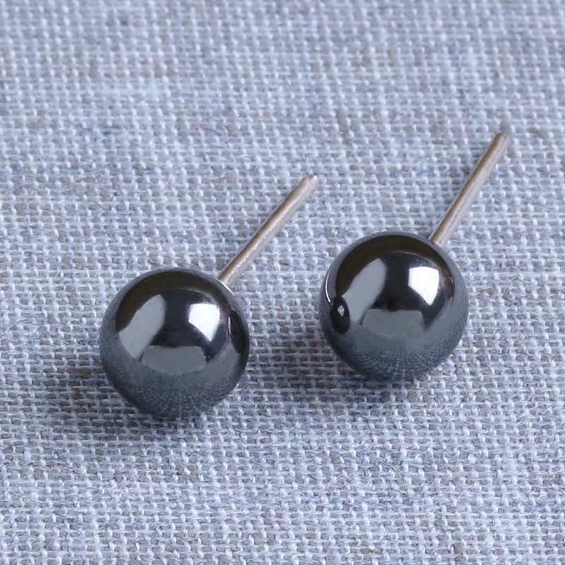 SIY  Elegant Hematite Silver Round Earrings Ear Studs 0.24&quot; 6mm