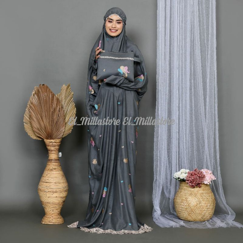 Mukena Terusan Dewasa Inayah Mukenah Lajuran Rayon Bordir Starla
