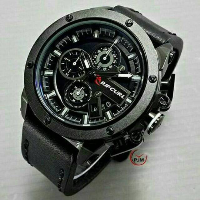 Jam Tangan Pria Ripcurl Crono Aktif Tali Kulit - Jam Tangan Pria Tali Kulit Super Mewah