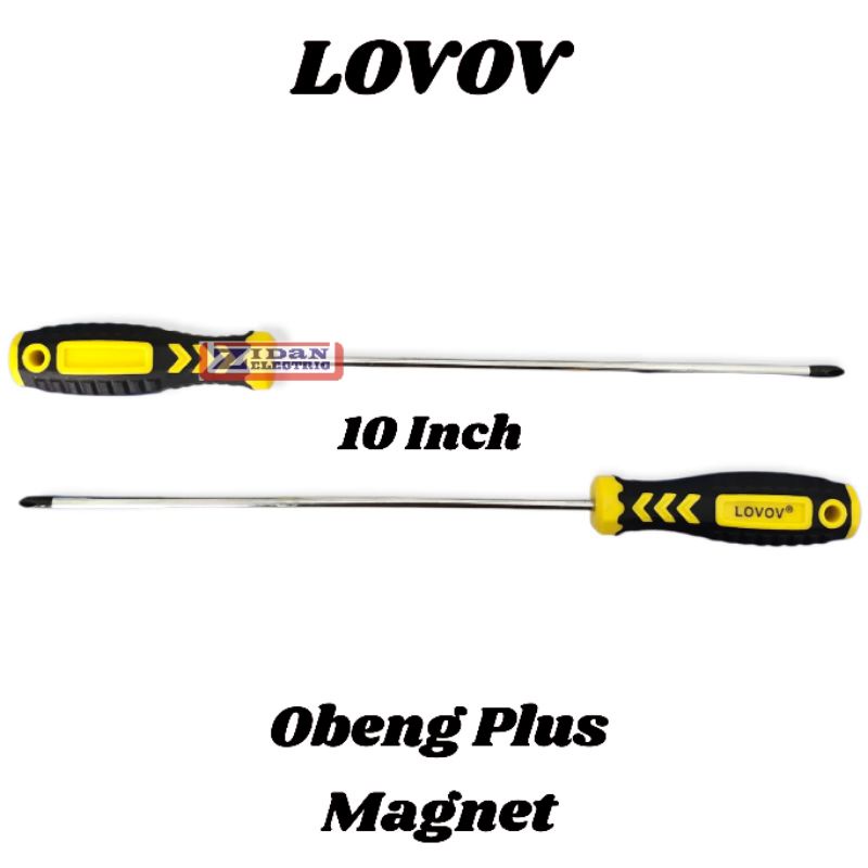 Obeng Plus Magnet 8 10 12 Inch Gagang Karet / Obeng Plus Leher Panjang 8&quot; 10&quot; 12&quot; Lovov