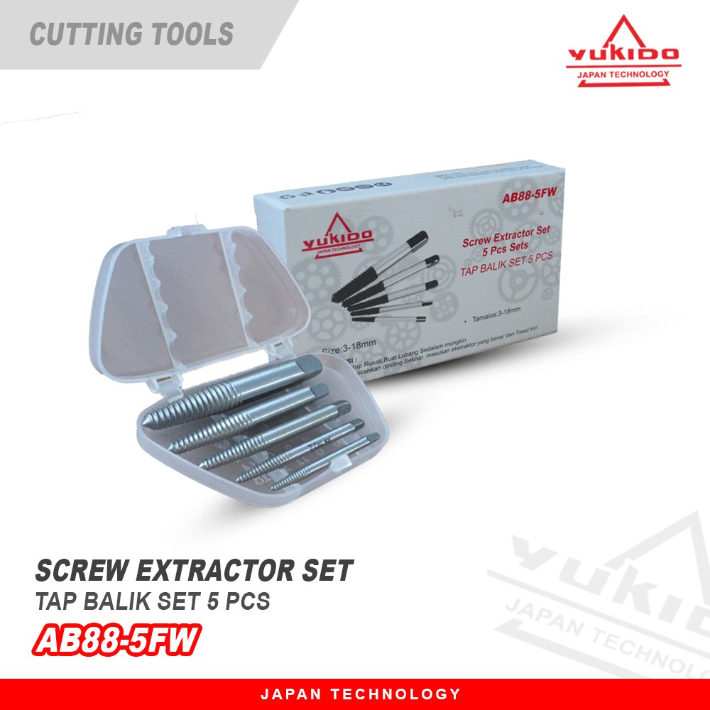 TERMURAH SCREW EXTRACTOR SET 5 PCS Tap Balik set 5 pcs yukido Pembuka Baut Set