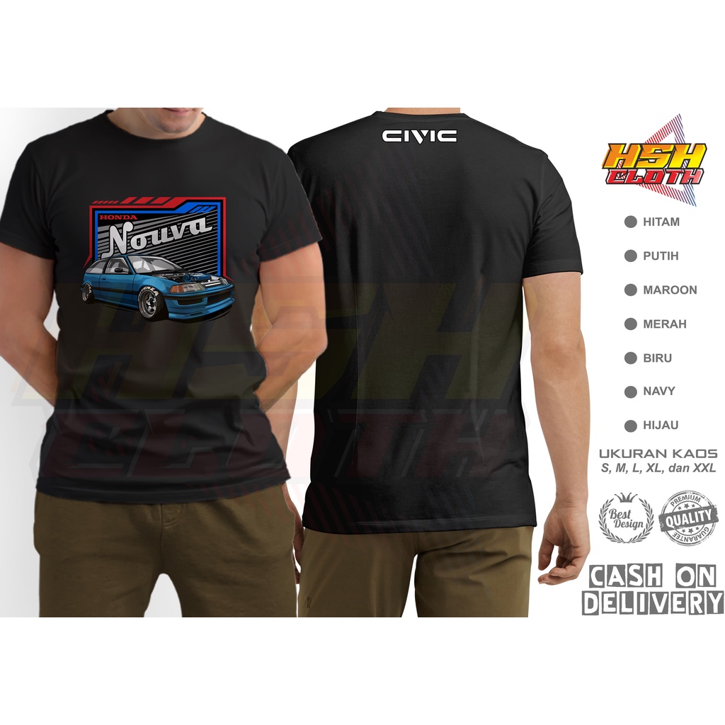 Baju Kaos Distro Mobil Civic Nouva Racing Jdm Otomotif Bisa Custom - HSHCloth