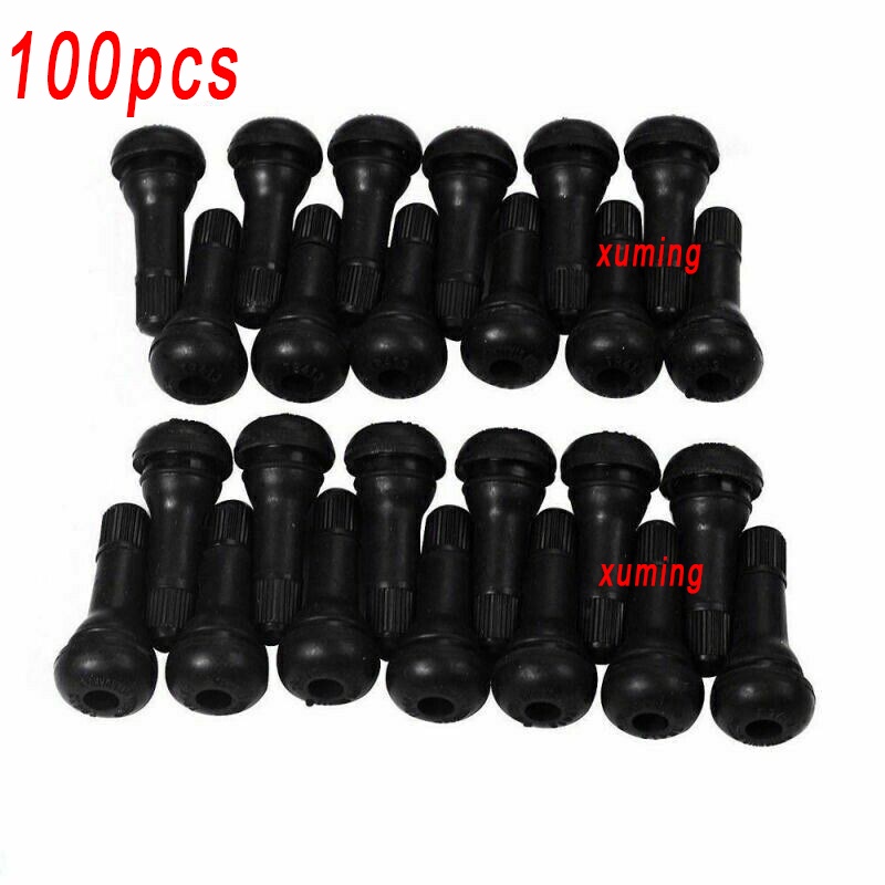 Xuming (100pcs) Tr413 Snap Karet Pendek Tubeless Hitam Di Batang Katup Ban Ban