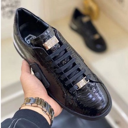 sepatu hitam philipp plein sneaker pria mirror shoes men pp run away type 2022lv P1SHOES