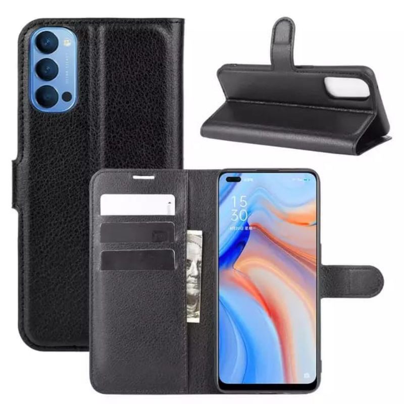 Dompet Hp Untuk Oppo Reno 4 - Leather Flip Case Oppo Reno 4
