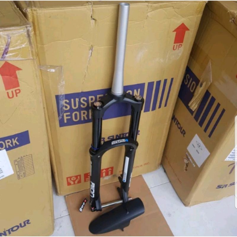 Fork 27.5 SR Suntour Aion EVO Boost PCS AIR Travel 140 Taper TA15X110 Hitam Doff