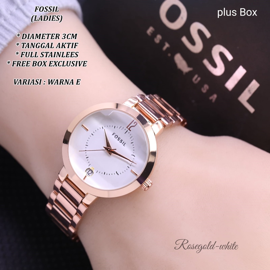 (FREE BOX) JAM TANGAN WANITA FASHION RANTAI BODY BULAT BELIMBING TANGGAL AKTIF