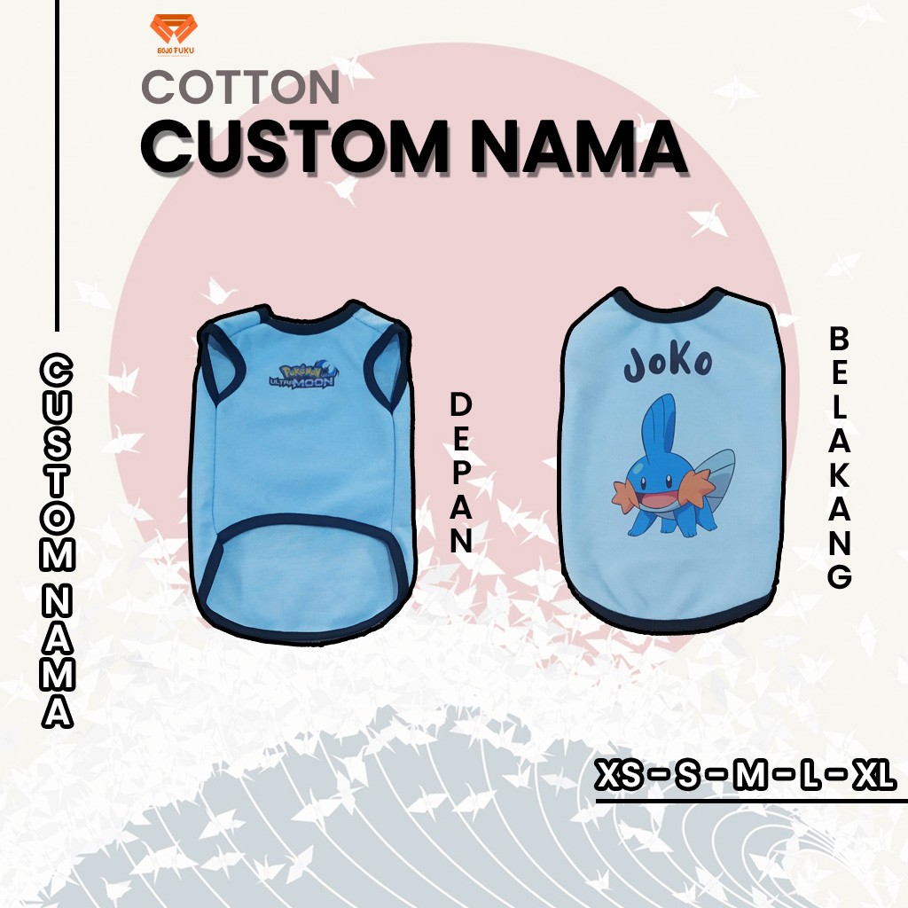 Baju kucing lucu murah aksesoris hewan kecil besar betina jantan berkualitas - CUSTOM NAMA MUDKIP