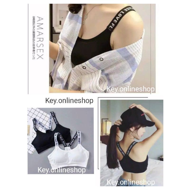 Sport bra wanita pakaian dalam high quality flirt peace love
