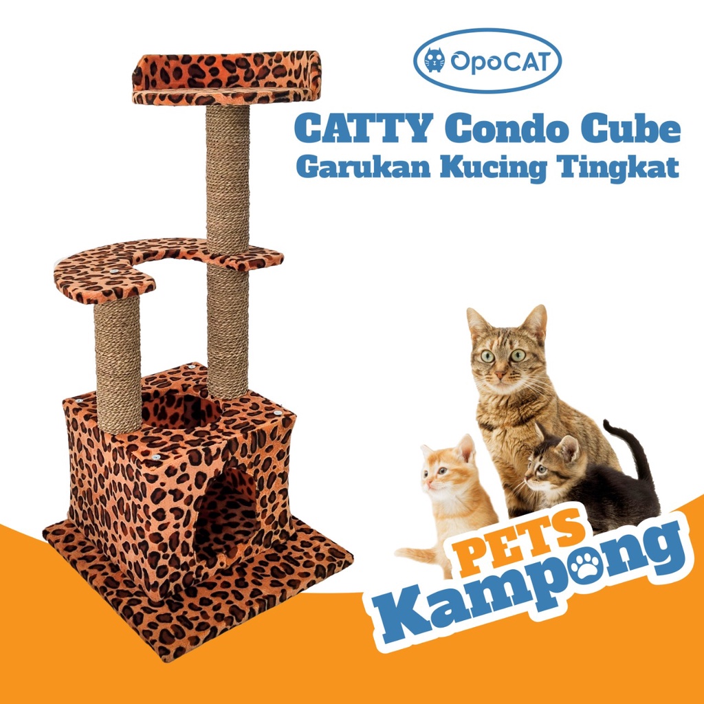 Opo Cat - Mainan kucing Catty Condo Cube tree Garukan scratcher tingkat