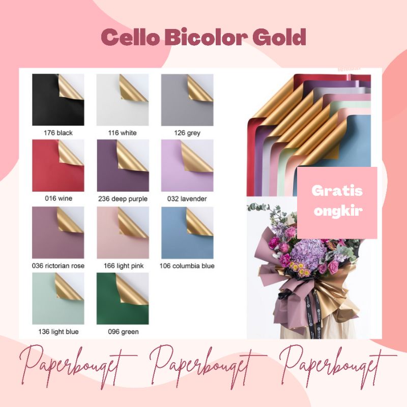 Jual Lembar Cellophane Bicolor Gold Cellophane Double Warna Kertas Wrapping Buket Dua