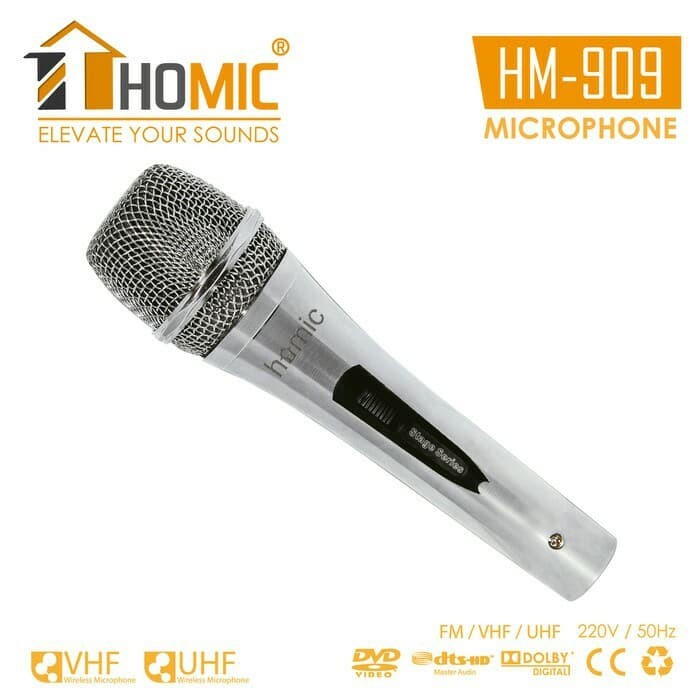 HOMIC HM-909 Mic Dynamic Microphone Karaoke Stainless Suara Jernih Original