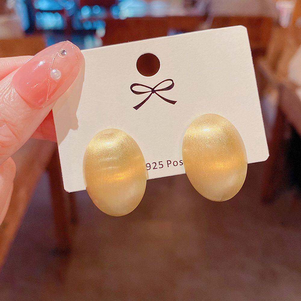 Mxbeauty Anting Wanita Manis Geometris Pesta Desain Fashion Matte Lady Oval Stud Earrings