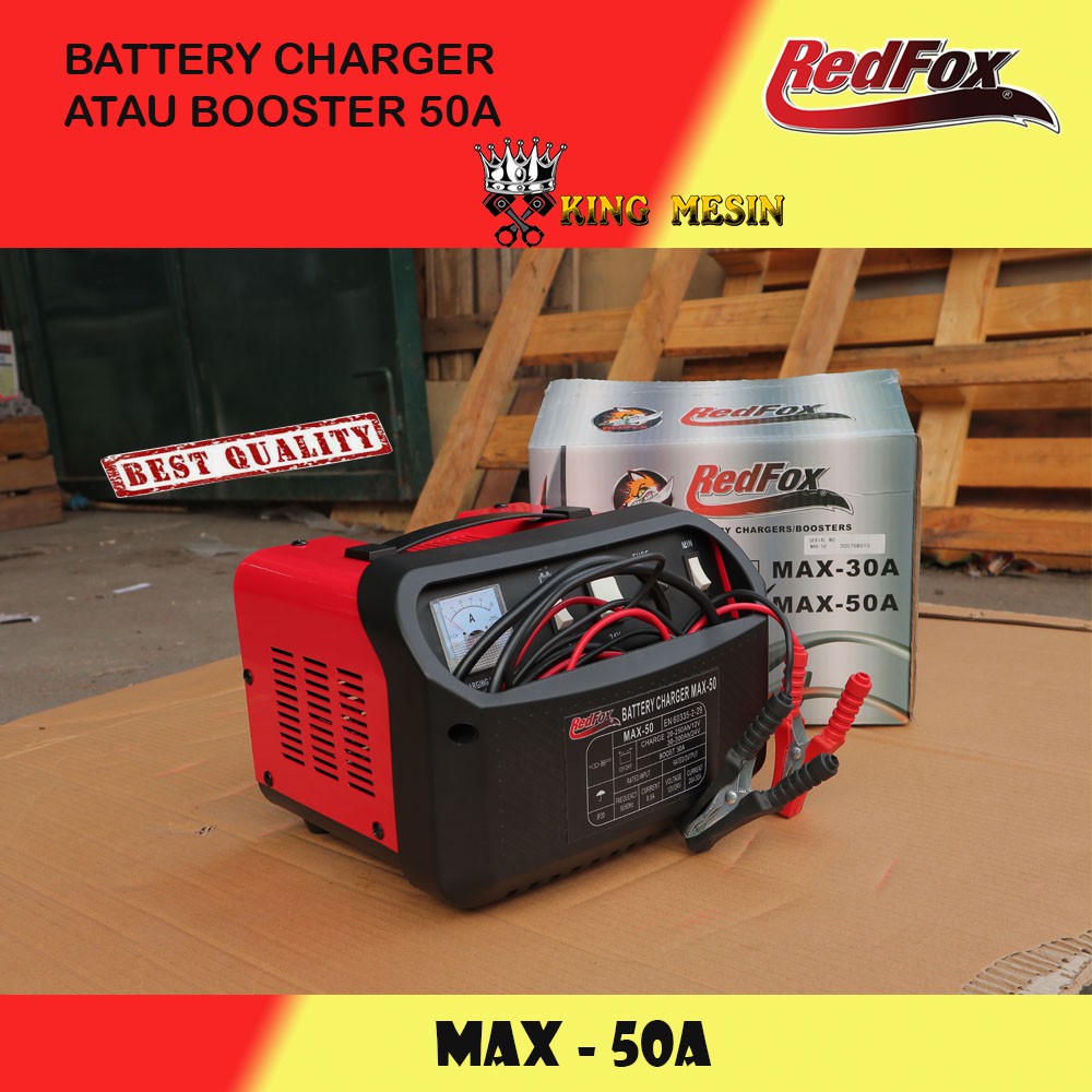 Cas Aki Motor Mobil Smart Battery Charger Max 50A Redfox