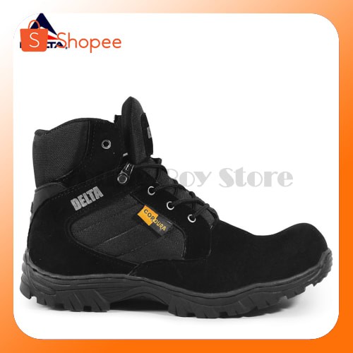 PROMO  SEPATU PRIA BOOTS SAFETY DELTA CORDURA TACTICAL GURUN HITAM ORIGINAL HANDMADE