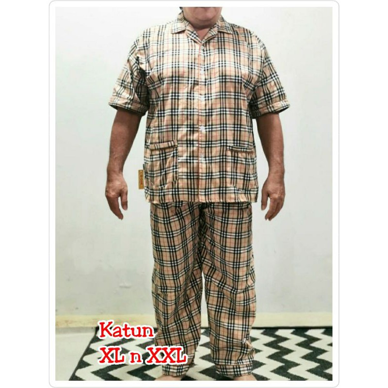 Piyama jumbo katun kotak bulberry 1504/1505