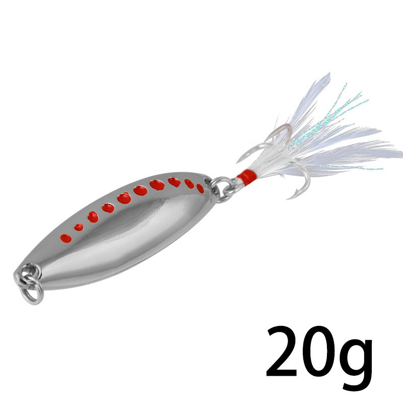 1Pcs Umpan Pancing Spoon Spinner Fishing Lure Bahan Metal 7.5g 10g 15g 20g Dengan Bulu Swimbait Sinking Tackle