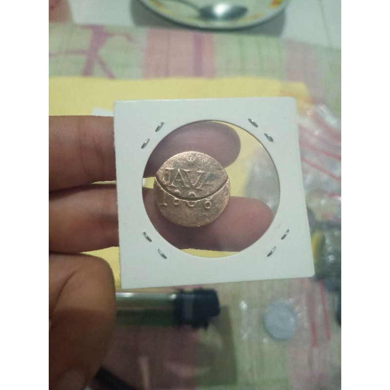 Koin Kuno VOC Java Erorr cetak geser 1808 VERY Rare