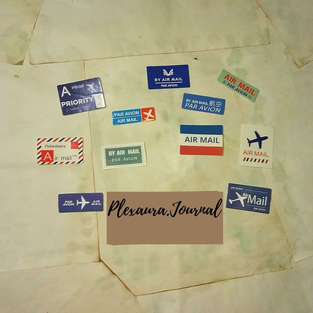 

Sticker 10 Pcs DIY cute airmail plane blue Korean Style Scrapbook Journal Murah Lucu penpal bogor