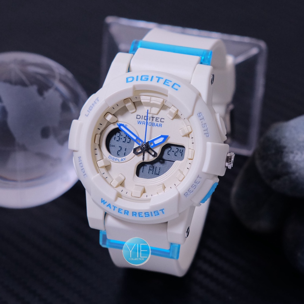 Jam Tangan Digitec Wanita Terbaru 2022 Model Sport Fashion BDA 4083 T Warna Putih Dual Time Original