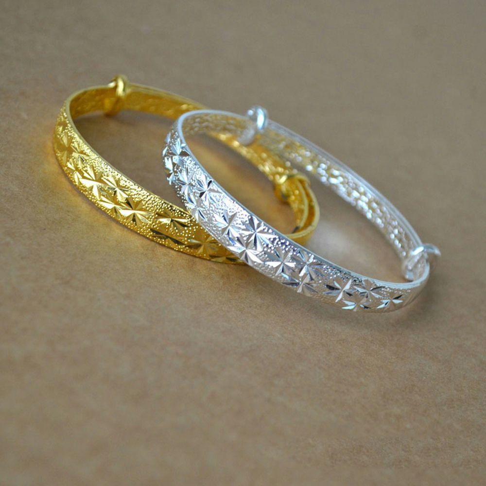Needway   Adjustable Bangle Warna Emas Mengkilap Pernikahan Pengantin Dekorasi Perempuan 24 K Perhiasan Hadiah Arab Saudi Wanita Gelang