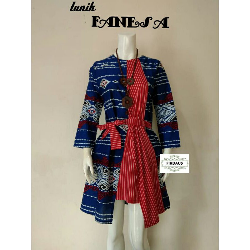 ANJANI TUNIK TIGA NEGRI SOGAN BATIK SERUT TALI SERAGAM LONGBLOUSE TUNIC MODERN FASHION WANITA