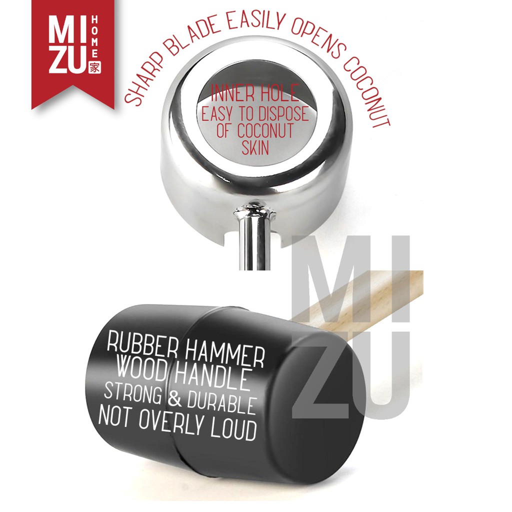 MIZU COCO MARTELLO Coconut Hammer Holer Palu Martil Pelubang Pembuka Kelapa Stainless Steel-3