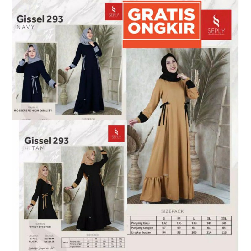 GAMIS SEPLY GISSEL 293 CREAM NAVY HITAM | GAMIS SEPLY TERBARU