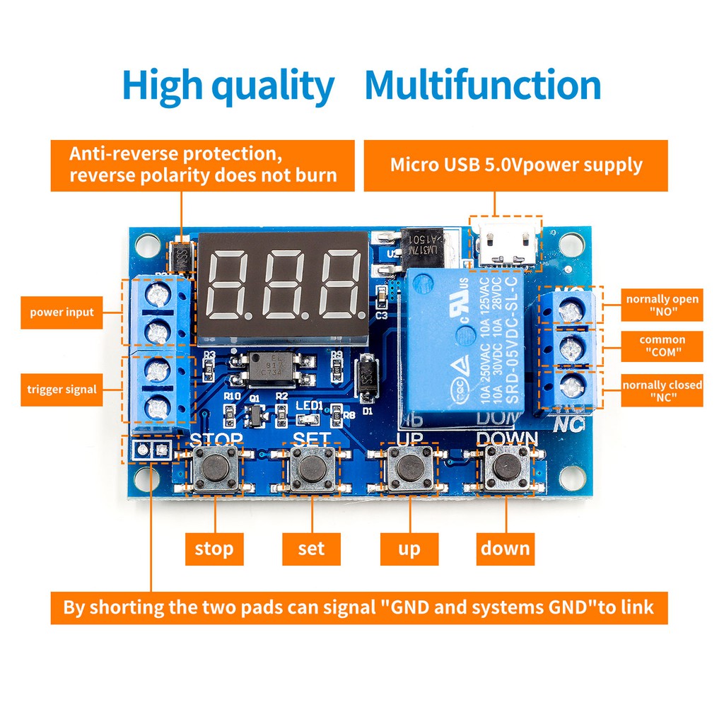 TDR MODULE 6-30V RELAY MODULE SWITCH TRIGGER TIME DELAY CIRCUIT