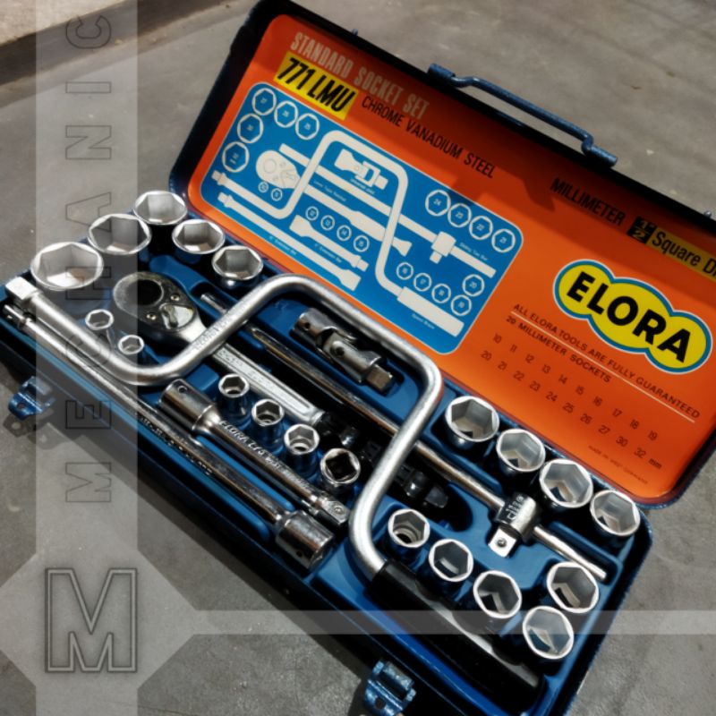 ELORA Kunci Shock Set 1/2 inch set 26 pcs Socket Wrench med in germany