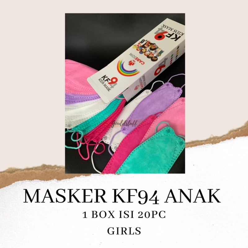 MASKER KF94 ANAK BOYS GIRLS / MASKER KF94 ANAK POLOS WARNA WARNI / MASKER KF94 ANAK ISI 20pcs
