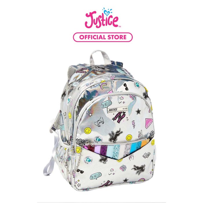 Justice Girls Tas Ransel & Dompet Holo Sticker Silver-6923
