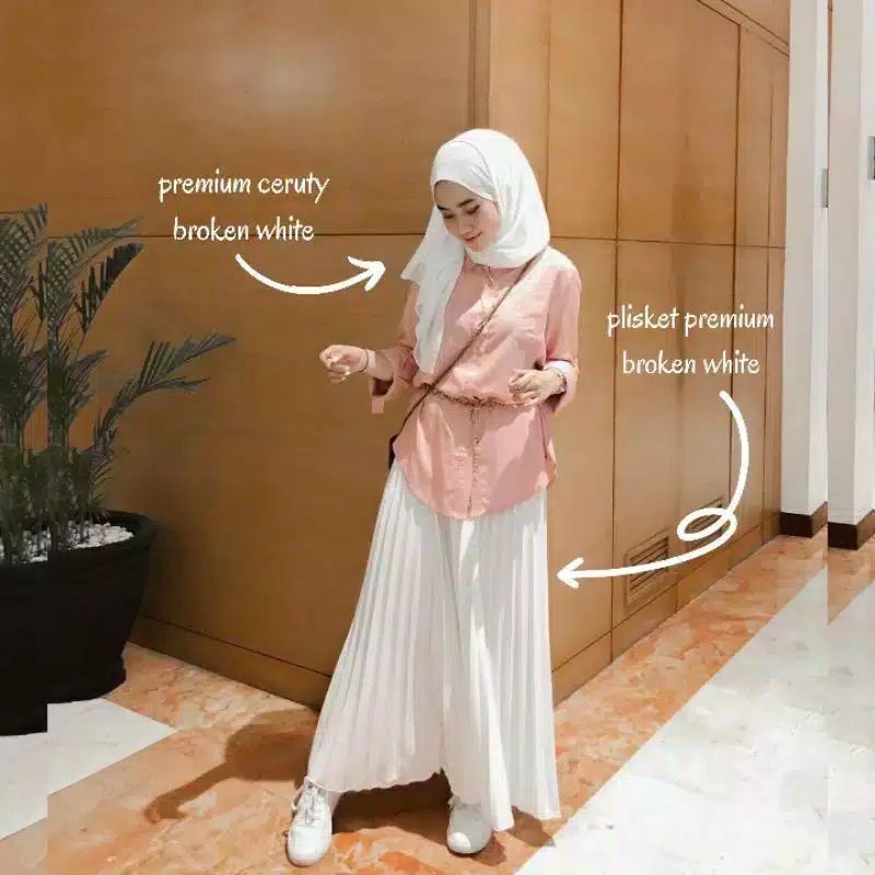 ROK PLIKET JUMBO MURAH BAWAHAN WANITA-Putih