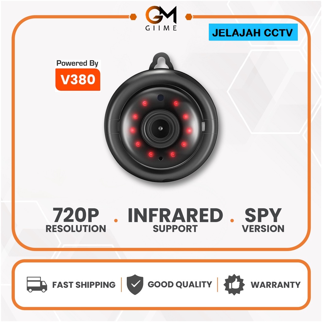 Giime - Kamera Full HD - Spy Cam Cctv Wifi Ip Camera V380 2 Hd 720P Kamera Pengintai Original Impor
