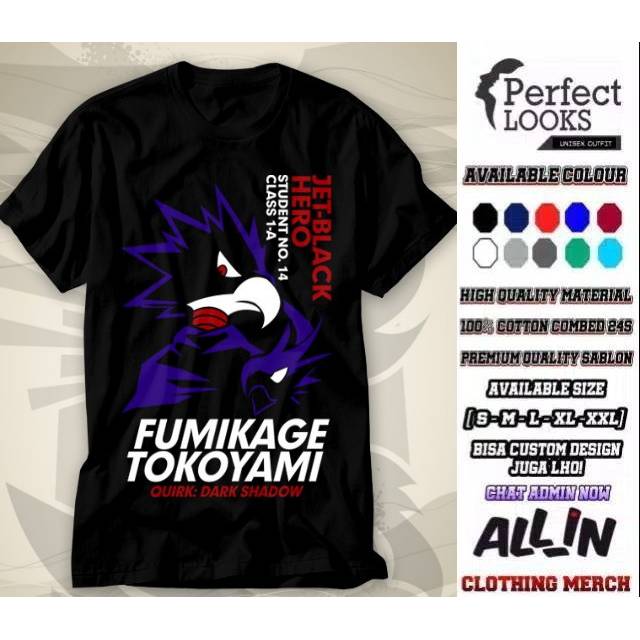 KAOS ANIME FUMIKAGE TOKOYAMI REAL COTTON COMBED ORIGINAL